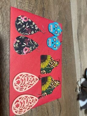 Floral & Fun Mixed Earring Set - Pink, Black, Turquoise, Yellow